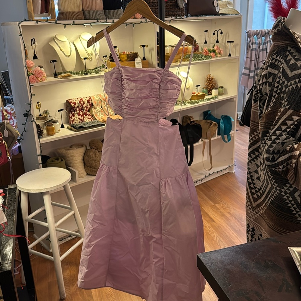 EB Luxe Sleeveless Open Back Poplin Midi Dress